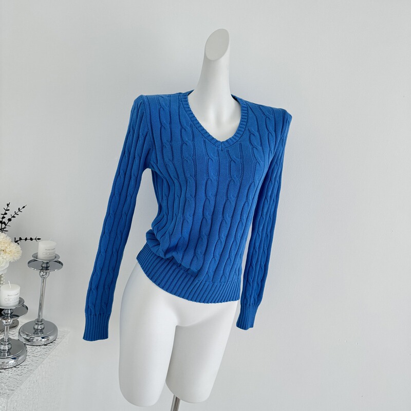 Ruckmode Belgian Bell Blue V Neck Twist Sweater for Women 2024 Autumn and Winter Long-Sleeved Knitwear Top Ruckmode Belgian Bell Blue V Neck Twist Sweater for Women 2024 Autumn and Winter Long-Sleeved Knitwear Top