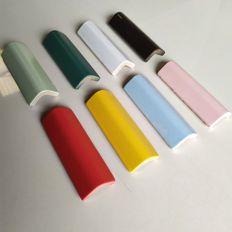 Solid color Jiugongge ceramic black and white line color ceramic ohm line edge brick edge strip anti-collision strip length 97mm