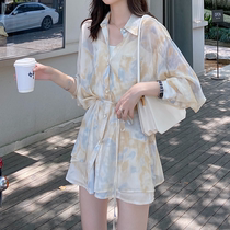 FYOG breastfeeding dress summer clothes out fashion hot mom long set long sleeve chiffon nursing dress two-piece