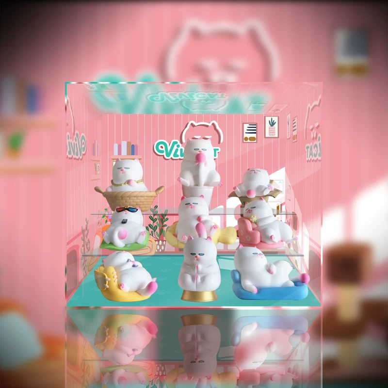[Dustless] Bubble Mart Vivi Cat Lazy Sitting Series Blind Blind Store Displayer Ak clan пылезащитный ящик