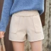 Quần short nữ mùa đông mặc ngoài mùa thu và nhung vàng 2018 mới quần size lớn là quần skinny đen rộng ống rộng cạp cao eo Quần short