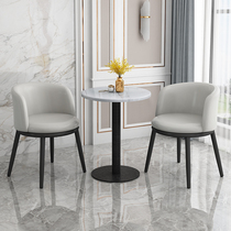 Balcony leisure chair simple modern backrest chair light luxury leather fabric stool backrest Nordic chair home