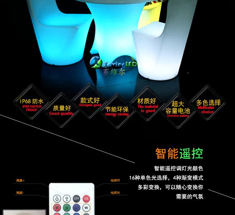 Đèn LED trực tiếp ghế sofa sáng tạo đầy màu sắc LED bàn ghế khách sạn kết hợp đồ nội thất thẻ ghế cà phê bàn ​​thanh phân - Giải trí / Bar / KTV