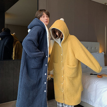 Good quality coral velvet couple pajamas winter men plus velvet padded dressing gown for women autumn and winter long home suit
