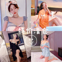 Clear Bunker Special Price Pajamas Womens Summer Pure Cotton Sleeping Dress Net Red Wind Ice Silk Home Dress Modell Couple Suit Outwear