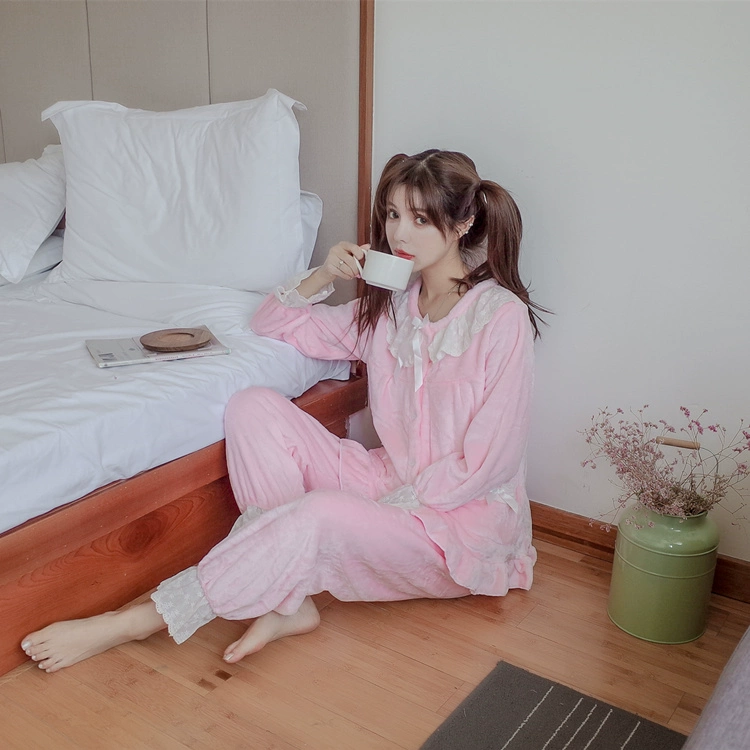 Đồ ngủ Công chúa ren san hô nhung mở bán giải phóng mặt bằng đặc biệt dày đặc ấm áp dịch vụ nhà phù hợp không được trả lại