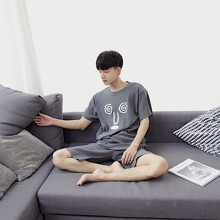 Bộ đồ ngủ dễ thương ngắn tay đôi nam nữ mùa hè cotton co giãn rộng giản dị kích thước lớn phụ nữ mang thai phục vụ nhà đồ bộ đẹp 2021