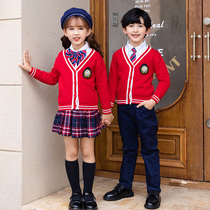 Boys and girls spring and autumn students of Englen College wind knitting sweatsuit show performances in kindergarten uniform