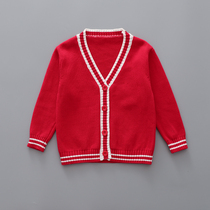 Childrens sweater Spring and Autumn girl sweater boy knitted long sleeve tops baby can single-shot coat