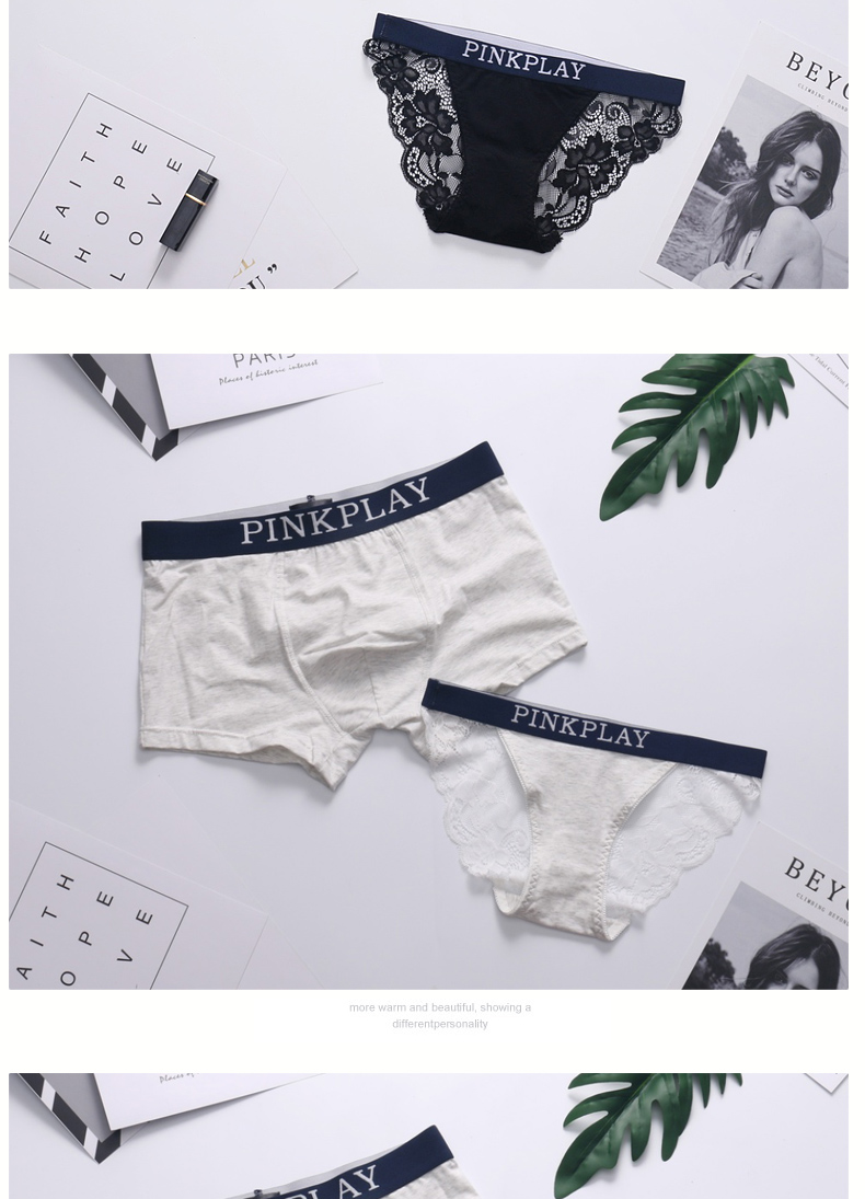 2 cặp vợ chồng tải đồ lót cotton gợi cảm nam và đồ lót phụ nữ sáng tạo vui vẻ phù hợp với 100% cotton nội y đẹp