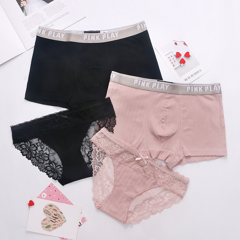 2 Dress Lovers Briefs Pure Cotton Sexy Seductive men and women Double Cute Lingerie Spice fire Spicy Lace Suit