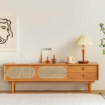 Modern minimalist day style solid wood TV cabinet hotel living-room bedroom log vines with storage TV cabinet