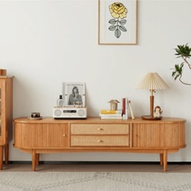 Nordic solid wood rattan woven glass TV cabinet Home door hall storage SMALL FAMILY TYPE TV CABINET TEA TABLE COMBINATIONS