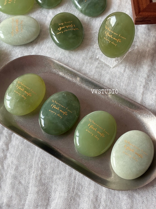 I Am Safe in Any Situation, Original Design Natural Jade Mindfulness Affirmation Gift, Exquisite