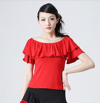 Dam dam square dance costume top short sleeve long sleeve Latin dance suit mesh ruffle ballroom dance dress for women in summer