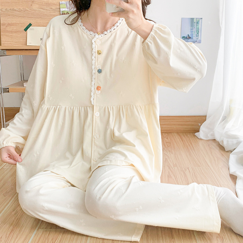 Pure Cotton 10A Postpartum Clothing, Spring and Autumn Maternity Pajamas, Nursing Clothes, Summer Adjustable Home Wear Set Pure Cotton 10A Postpartum Clothing, Spring and Autumn Maternity Pajamas, Nursing Clothes, Summer Adjustable Home Wear Set
