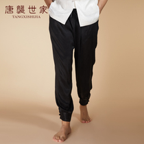 Original mens summer casual pants Chinese wind loose Chinese style Crushed Pants Mid Youth Retro Elastic Waist Small Leggings Pants