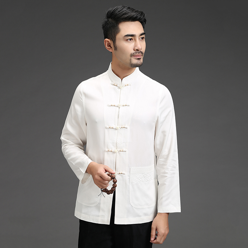 Chinese style men's long sleeve Tang dress summer shirt fashion leads large-code coat of Chinese wind nation in the mountain