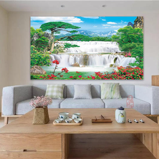 Blumen blühen, Reichtum, Pfingstrosen, Berge, fließendes Wasser, Feng Shui-Gemälde, chinesische Gemälde, Wandgemälde, Wandgemälde, Obstdekorationsgemälde, Aufkleber, Neujahrsbilder