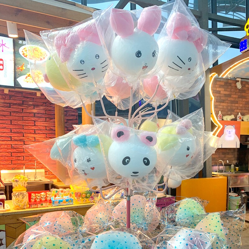 Fancy cotton candy packed bags Cotton Candy Transparent Plastic Size Bags Special Bags Thickened Commercial