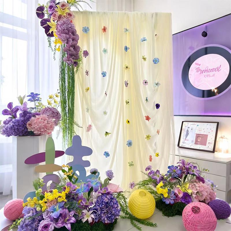 Dopamine-Themed Wedding Room Decoration, Male and Female Bedroom Decor, Wedding Dressing Gown Photo Area Props, Ambiance Monet Background Wall