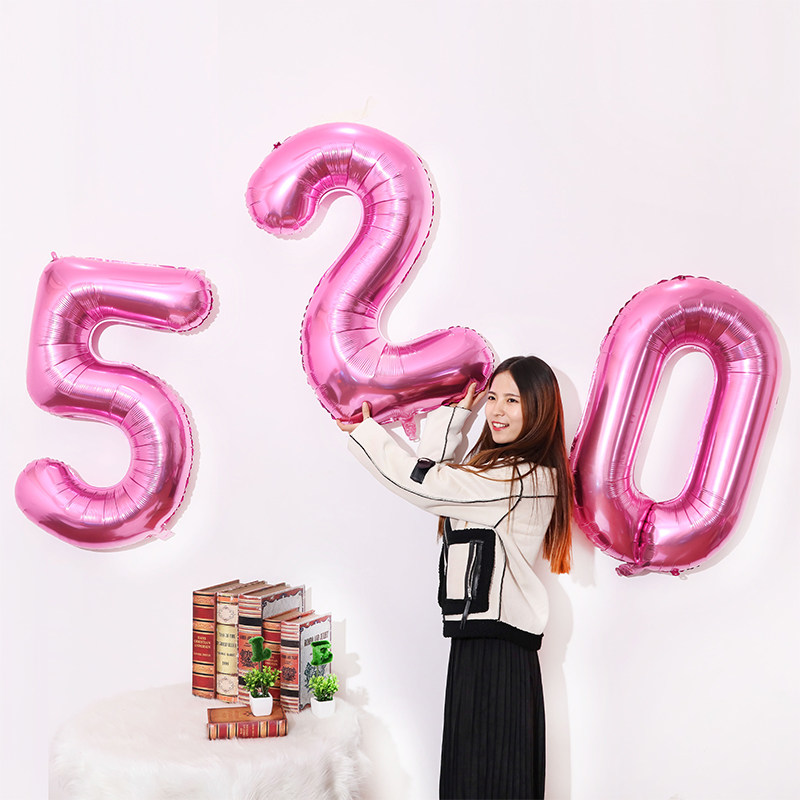 36 inch 520 Valentine's Day balloon big number blue pink 0-9 baby birthday confession proposal arrangement decoration