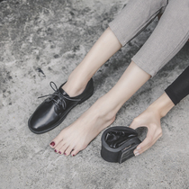 Soft leather lace small leather shoes female Inren Wind students 2022 Spring 100 hitch Han version flat bottom single shoes female casual working shoes