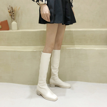 Long boot female Inn wind however kneecap 2022 new coarse heel knight boots flat bottom long cylinder boots slim heel high cylinder boots