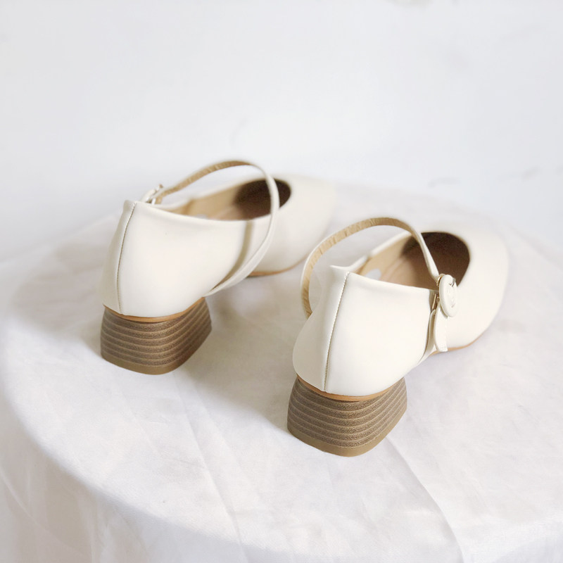 French style single shoes women's chunky heel retro Mary Jane grandma shoes 2022 spring new all-match fairy wind mid-heel high heels