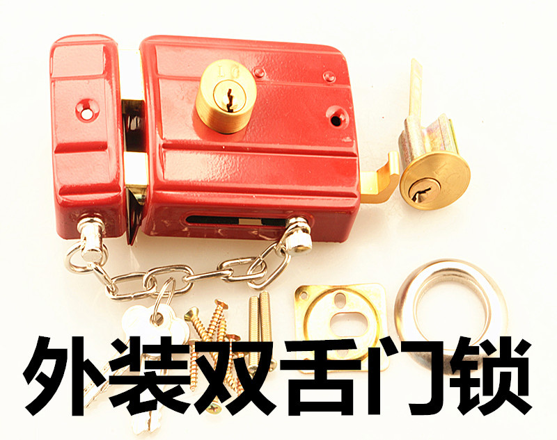 Old - style iron door lock 559 external tongue anti - theft door lock wooden door all - copper door lock iron door lock