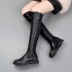 Giày cao cổ dây kéo cầu vồng mùa thu và mùa đông 2020 của phụ nữ chiều cao bên trong giày bốt đầu gối cộng với nhung ấm áp bằng da bốt - Giày ống Giày ống