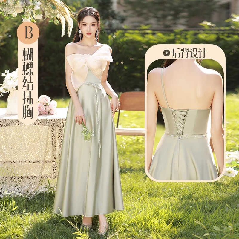  L+B model, green shoulder butterfly knot long seventy   + $1.42 