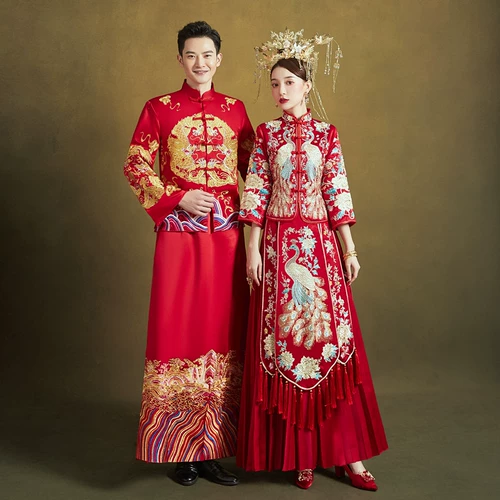 Традиционный свадебный наряд Сюхэ, вечернее платье, свадебное платье для невесты, коллекция 2023, китайский стиль, дракон и феникс