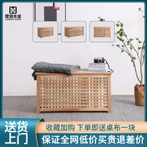  Nordic style grid coffee table Solid wood Hall long table Bed and breakfast storage box cabinet storage box tea table shooting props