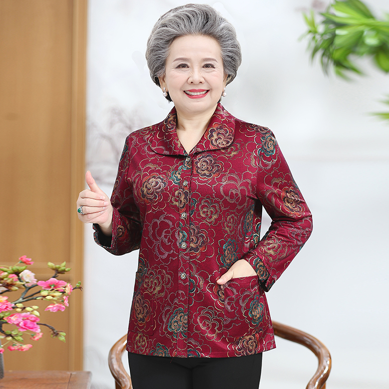 Summer Clothes for Middle-Aged and Elderly Women, Grandma's Shirt, 70-Year-Old Mother's Long-Sleeved Top, Spring Thin Suit Jacket, Plus Size Summer Clothes for Middle-Aged and Elderly Women, Grandma's Shirt, 70-Year-Old Mother's Long-Sleeved Top, Spring Thin Suit Jacket, Plus Size