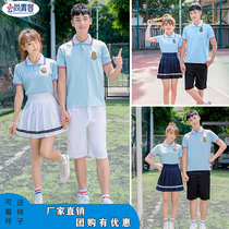 High school students class uniforms short sleeve suit jk uniforms elementary school childrens school uniform choral performance Han version College Wind activities Inn