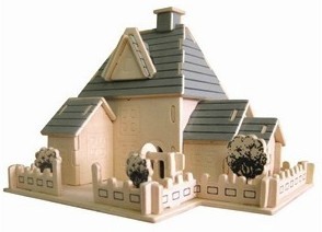 Quadruple Simulation Model-Happy House Educational Toys 3D Wooden Three-dimensional Puzzle-Villa Castle