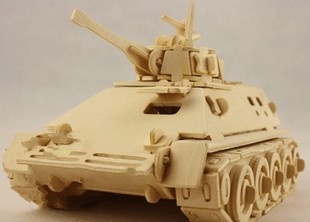 Four United Military Models-Infantry Chariot Diyless Children Puzzle Toys 3D Wooden Solid Jigsaw Puzzle Version-Tank 