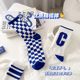 ຖົງຕີນສີຟ້າຂອງແມ່ຍິງກາງ-calf socks summer ບາງຝ້າຍບໍລິສຸດ ins trendy internet celebrity stockings ກິລາຜູ້ຊາຍນອກໃສ່ Zhuji ພາກຮຽນ spring ແລະດູໃບໄມ້ລົ່ນ