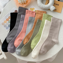 Socks womens socks spring and autumn cotton pile socks candy color Korean ins tide cute Japanese Lady autumn and winter