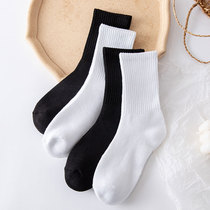 Socks female stockings ins tide white cotton pure black stockings mens Terry sports cotton autumn and winter warm