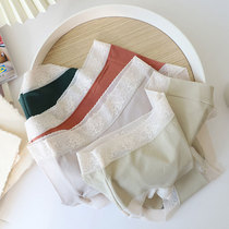 Underwear womens cotton high waist hyaluronic acid antibacterial file spring and summer thin Japanese lace edge one-piece non-trace briefs