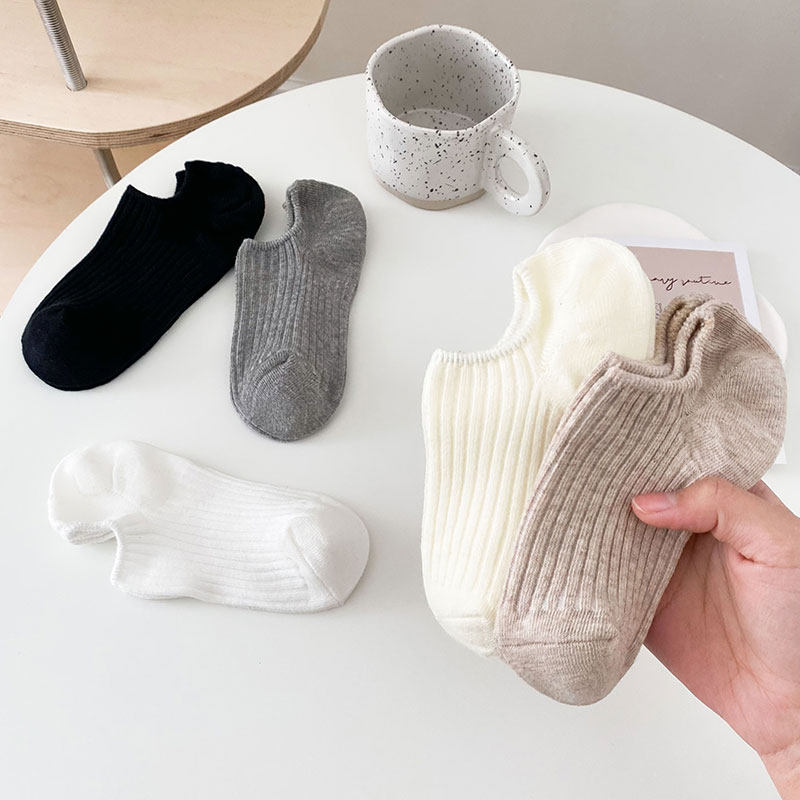 Socks Children Spring Summer Thin with pure colors Ins trend Pure cotton Low Gang Shallow Mouth Ship Socks Silicone Gel anti-slip heel