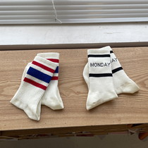 Socks Womens mid-tube socks ins tide spring summer thin cotton Japanese sports style cotton stockings Mens couple socks South Korea