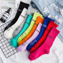 Socks women spring and autumn cotton cotton socks Korean version of college style sports stockings ins Net red tide socks summer