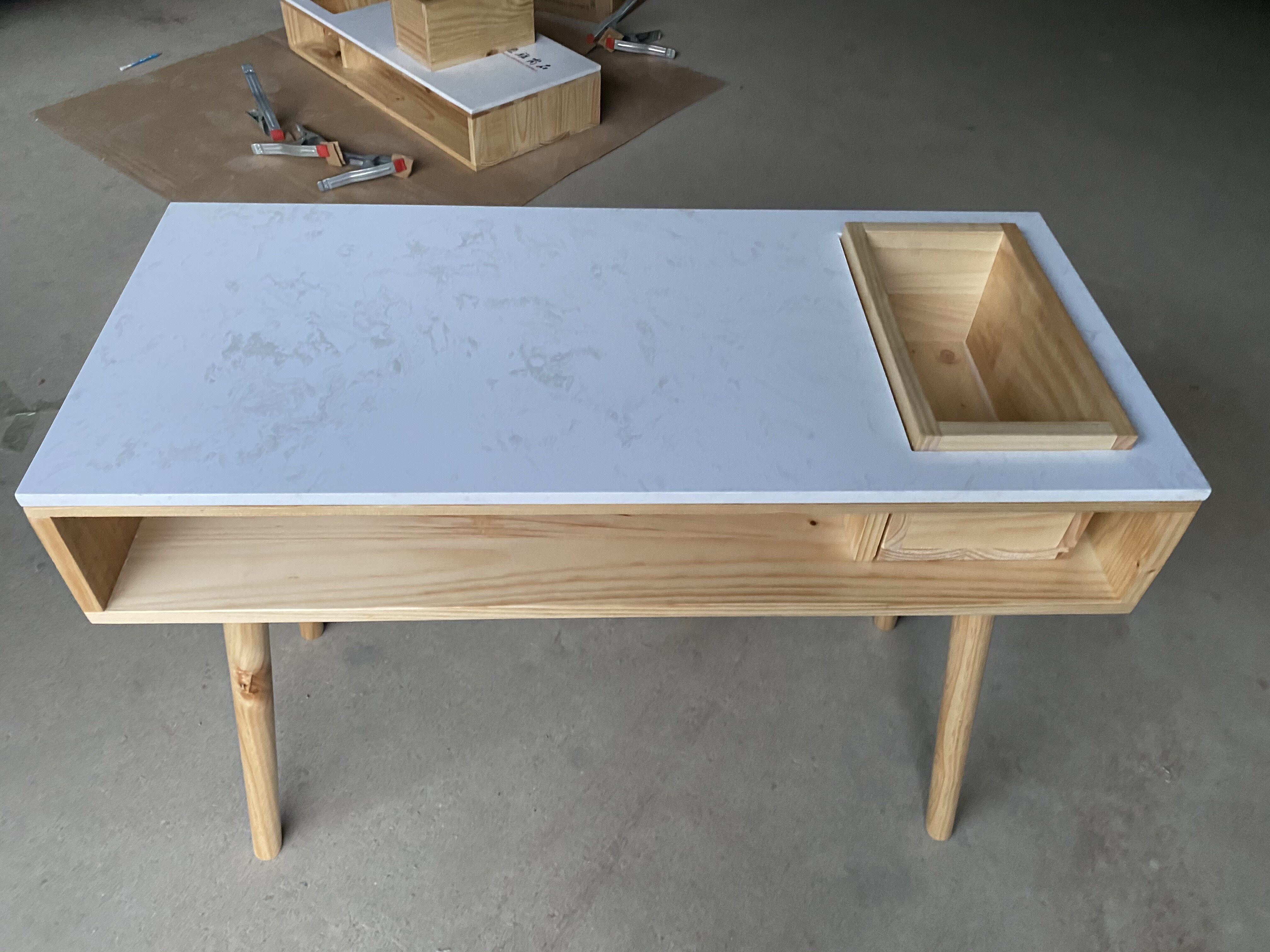 Japanese-style simple solid wood marble manicure table manicure table single double net red simple manicure table chair