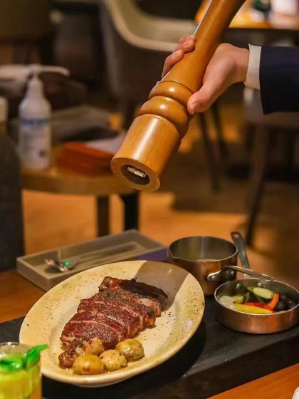 高温牛排盘烤盘烤箱专用战斧牛扒绿线瓷盘耐高温牛排tuxton椭圆盘