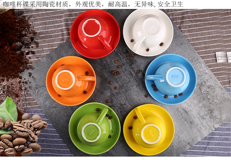 Cốc miệng rộng Cốc cà phê Màu gốm men 300ml Latte Coffee Cup Professional Latte Coffee Cup Cup Cappuccino Cup và Saucer - Cà phê