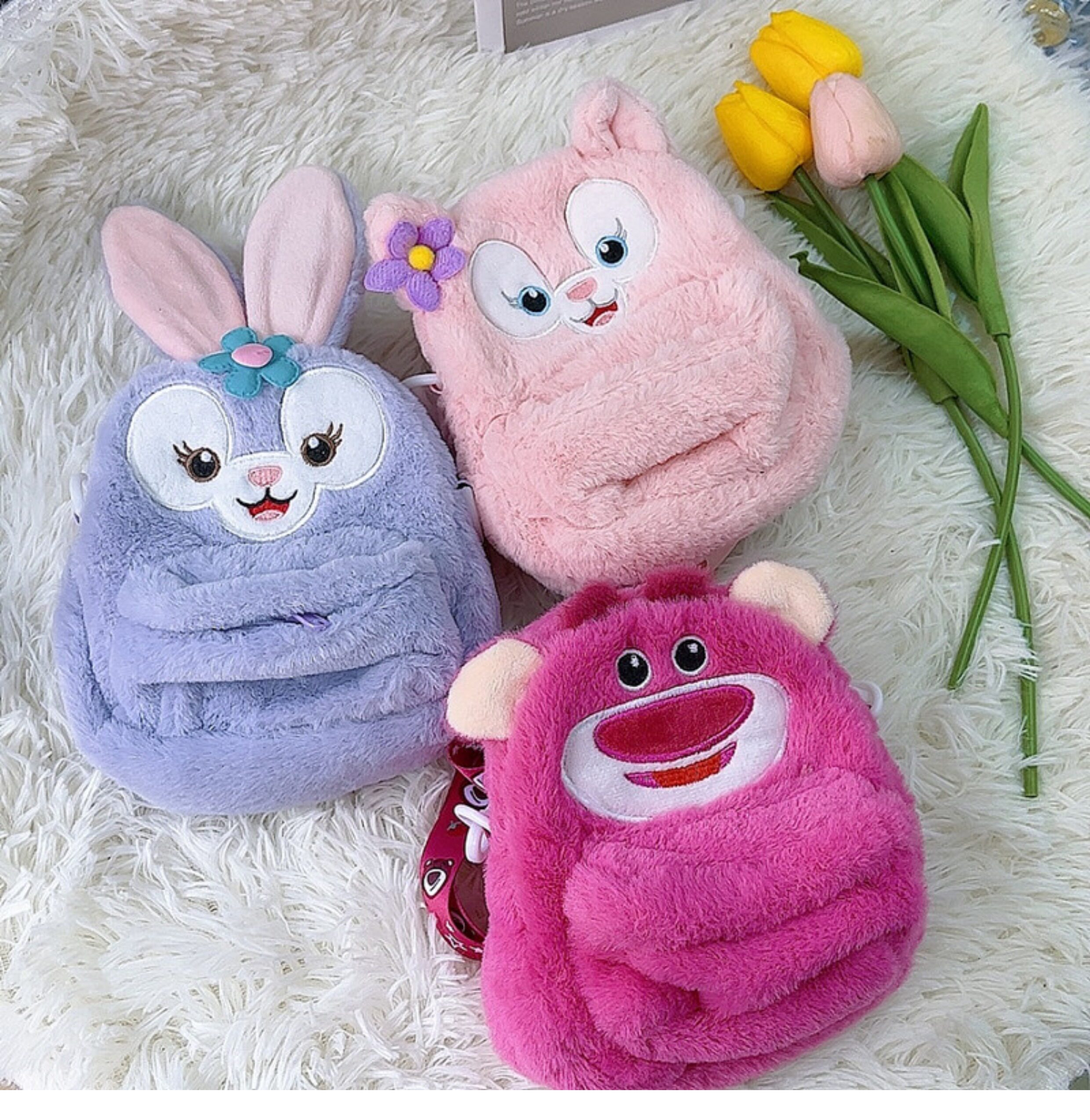 Детская сумка на ремне 两用小熊儿童斜挎包女孩毛绒可爱宝宝包包出游女童零钱单肩手机包