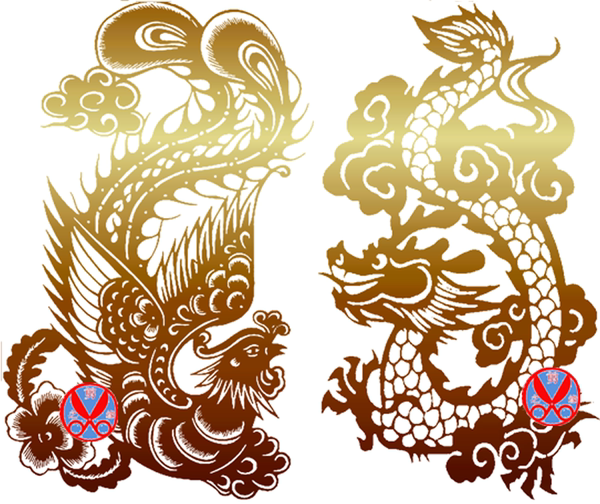 Golden Dragon and Phoenix New Paper-Cut Window Decoration Painting Creative Stickers Chinese Style Handmade Gifts Small Size